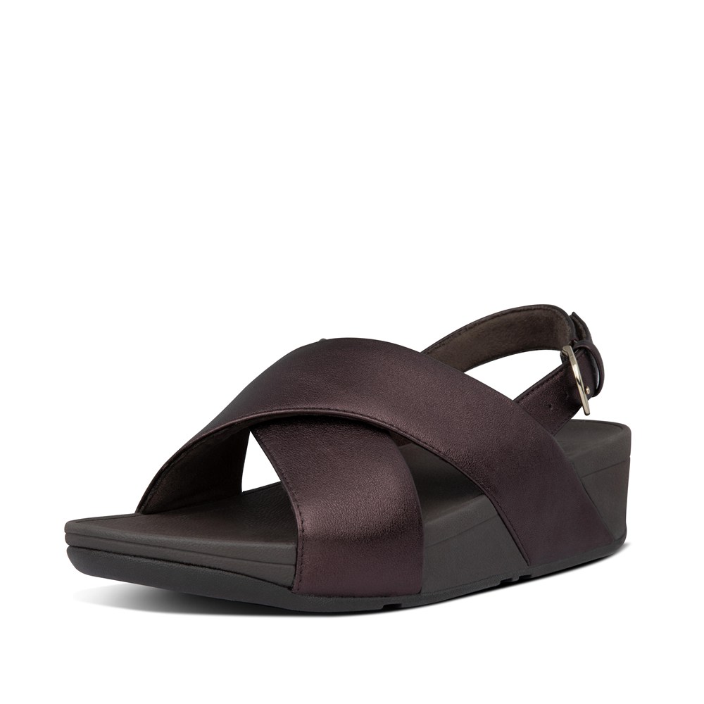 Fitflop Womens Sandals Dark Brown - Lulu Metallic Leather - SO6045197